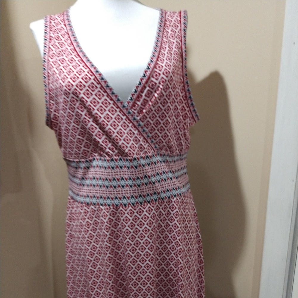 Max Studio Red and Blue Print Sleeveless Dress, XL